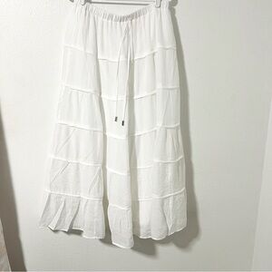 Indigo Rose Women’s Large White Tiered Maxi Skirt Relaxed Resort Style Boho NWT